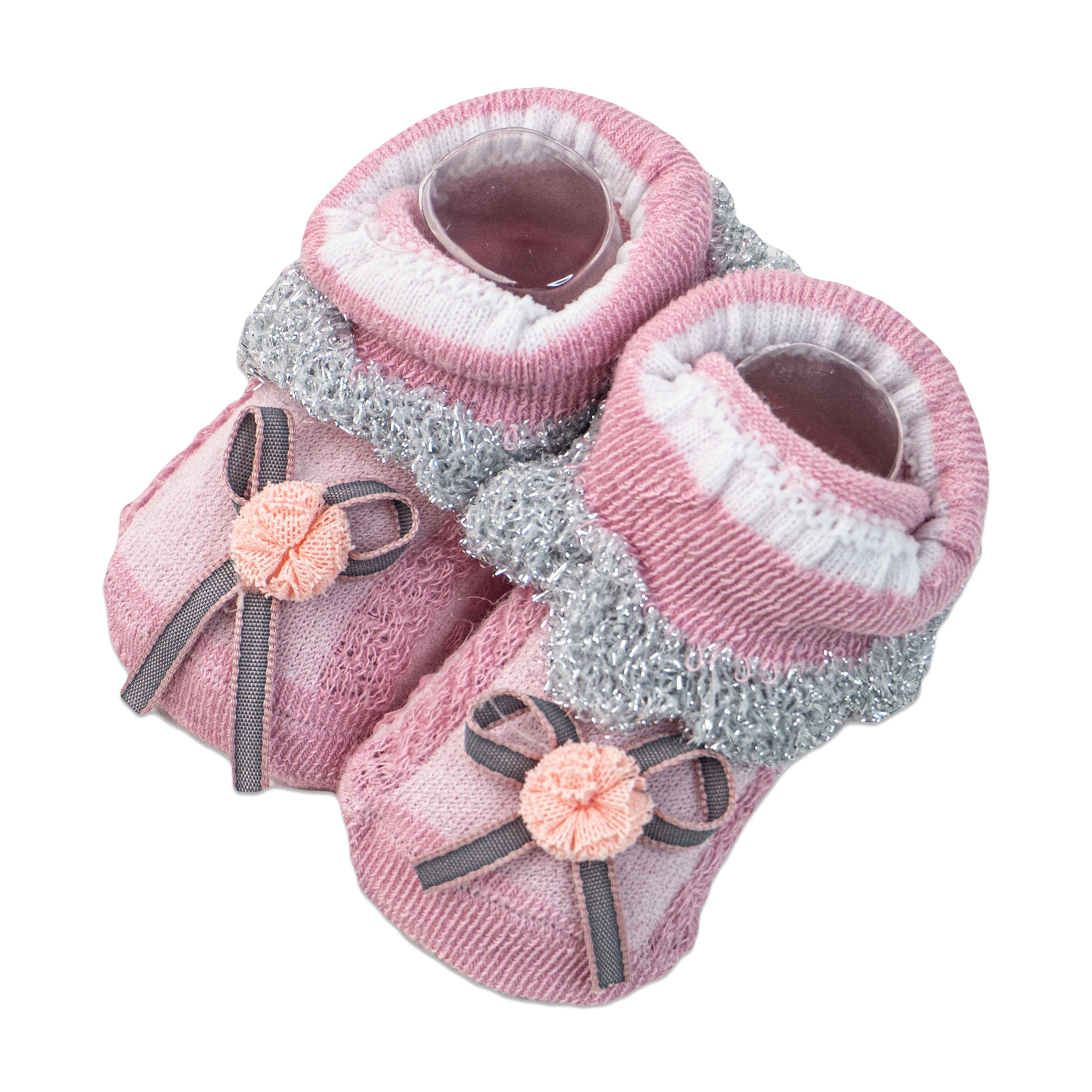Alya Joy Booties with Bow and Sparkling Lace