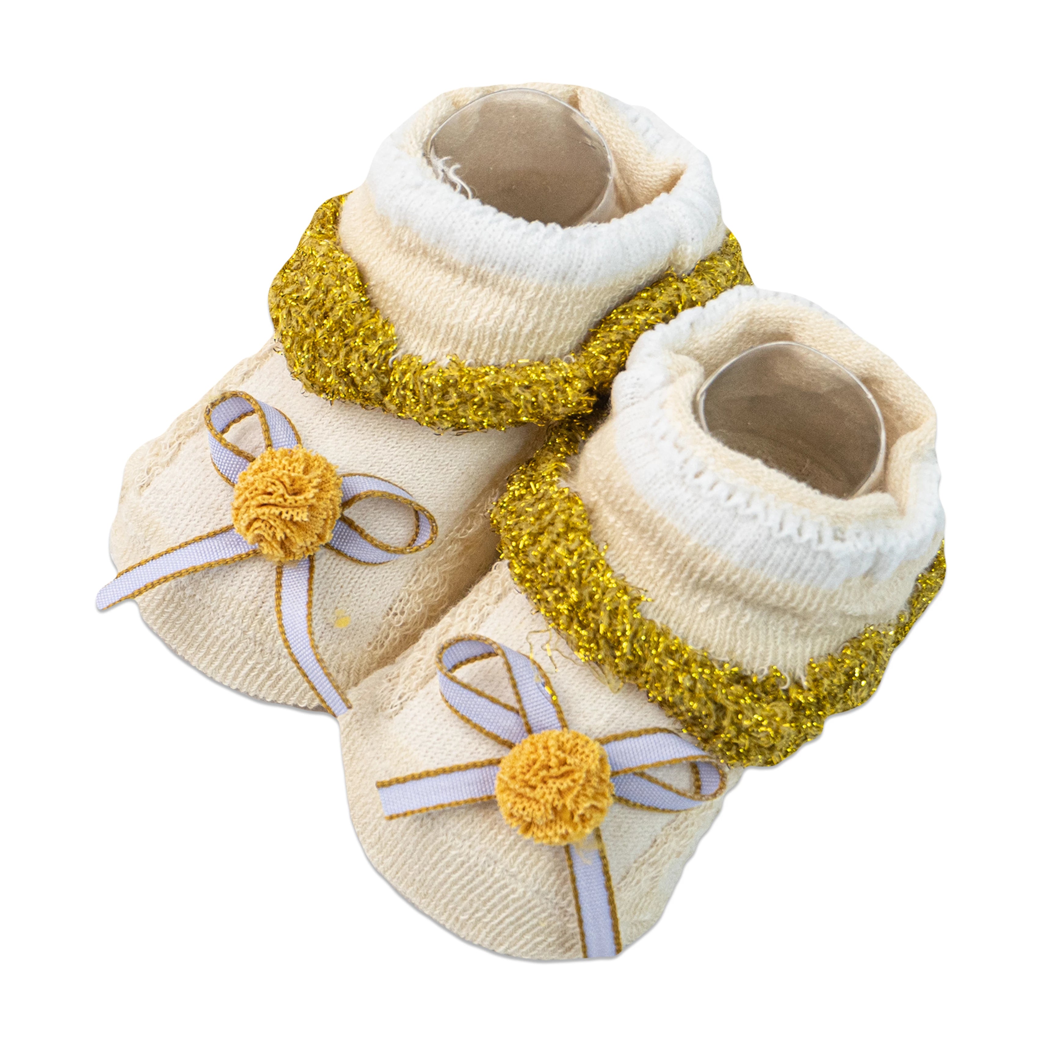 Alya Joy Booties with Bow and Sparkling Lace