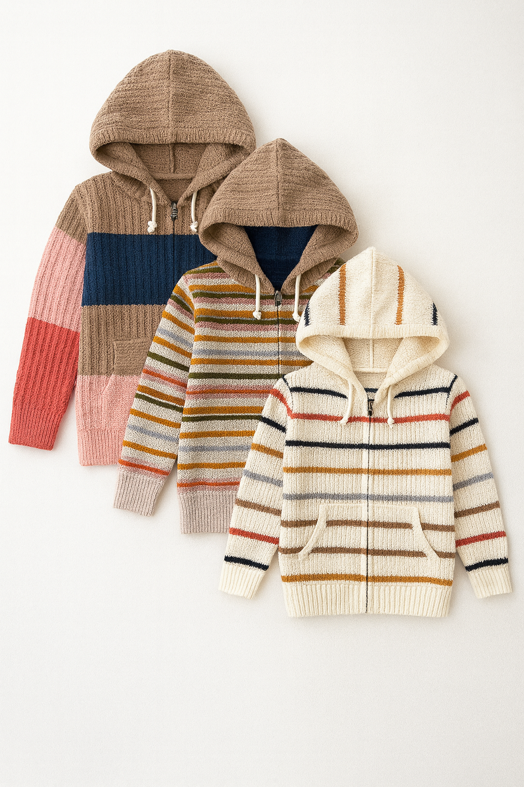 Kid's Zipper Sweater Hoodies - Pack of 3
