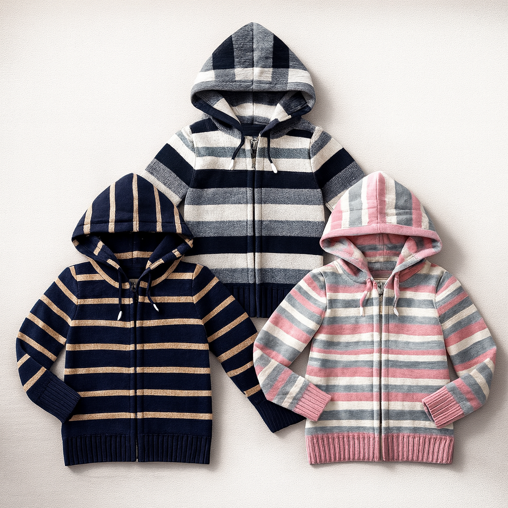 Kid's Zipper Sweater Hoodies - Pack of 3