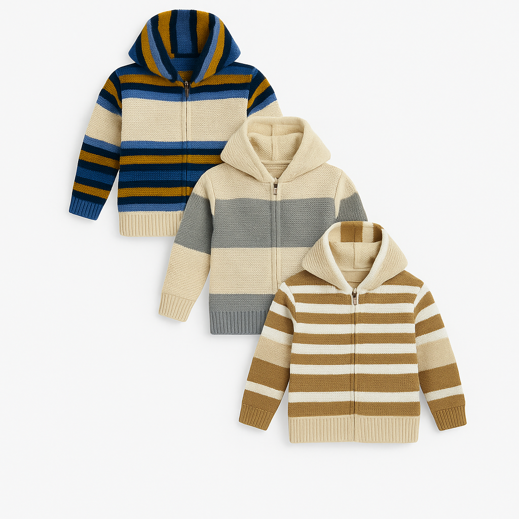 Kid's Zipper Sweater Hoodies - Pack of 3