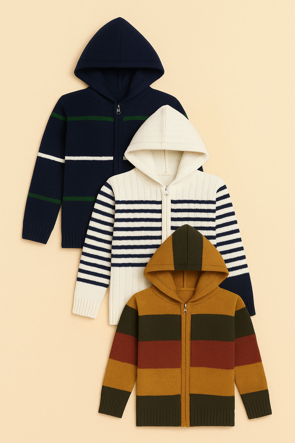 Kid's Zipper Sweater Hoodies - Pack of 3