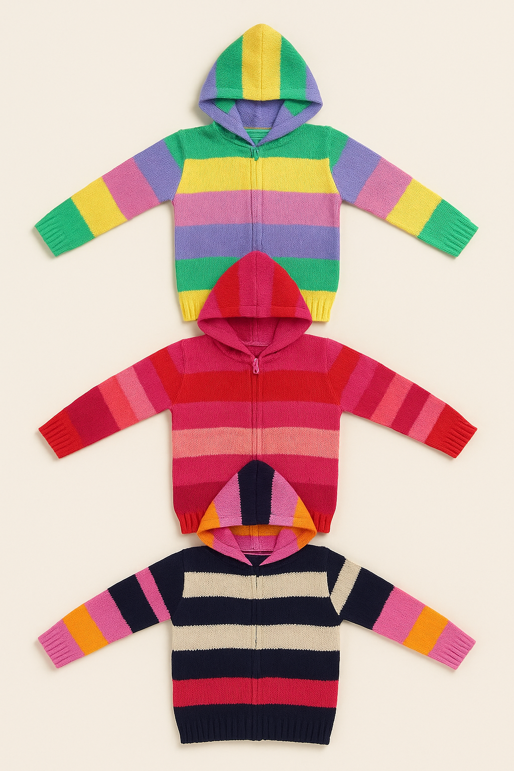 Kid's Zipper Sweater Hoodies - Pack of 3