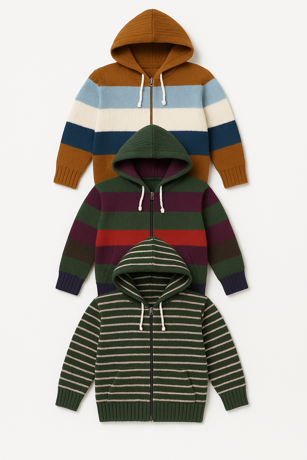 Kid's Zipper Sweater Hoodies - Pack of 3