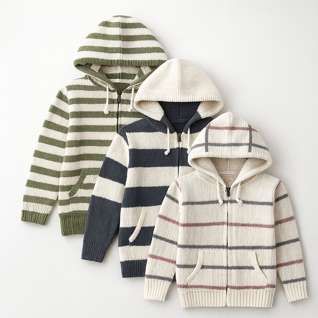 Kid's Zipper Sweater Hoodies - Pack of 3