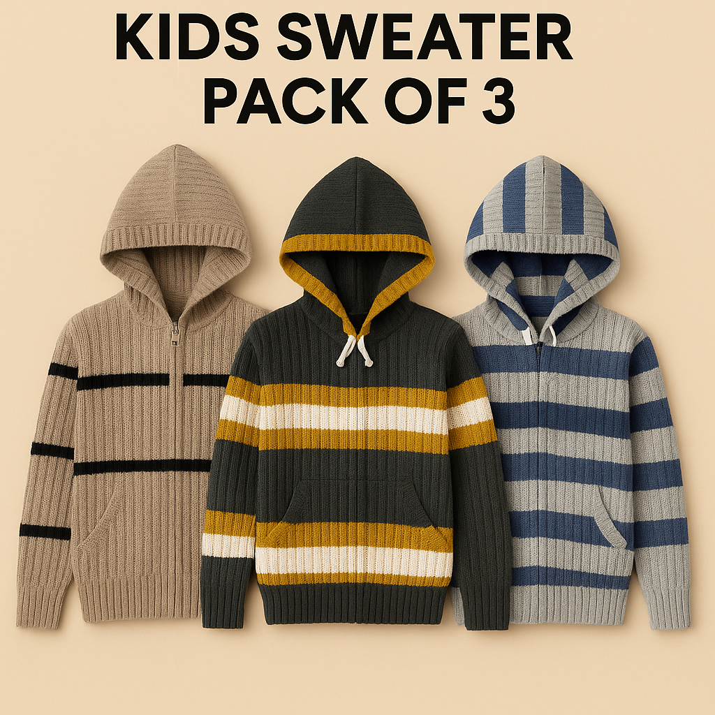 Kid's Zipper Sweater Hoodies - Pack of 3