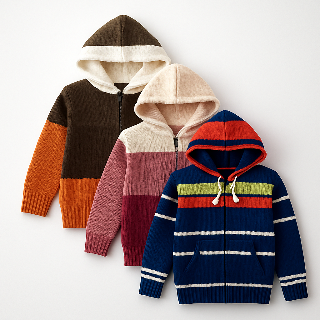 Kid's Zipper Sweater Hoodies - Pack of 3