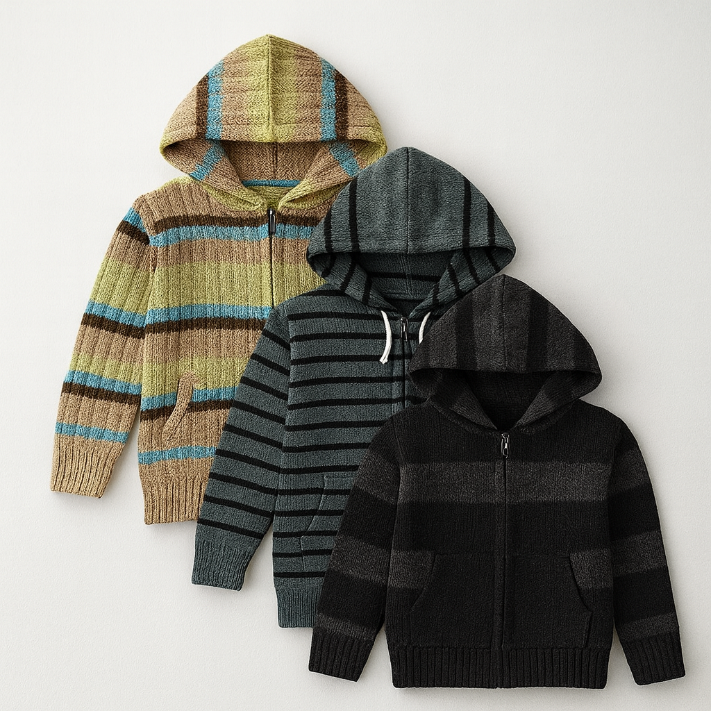 Kid's Zipper Sweater Hoodies - Pack of 3