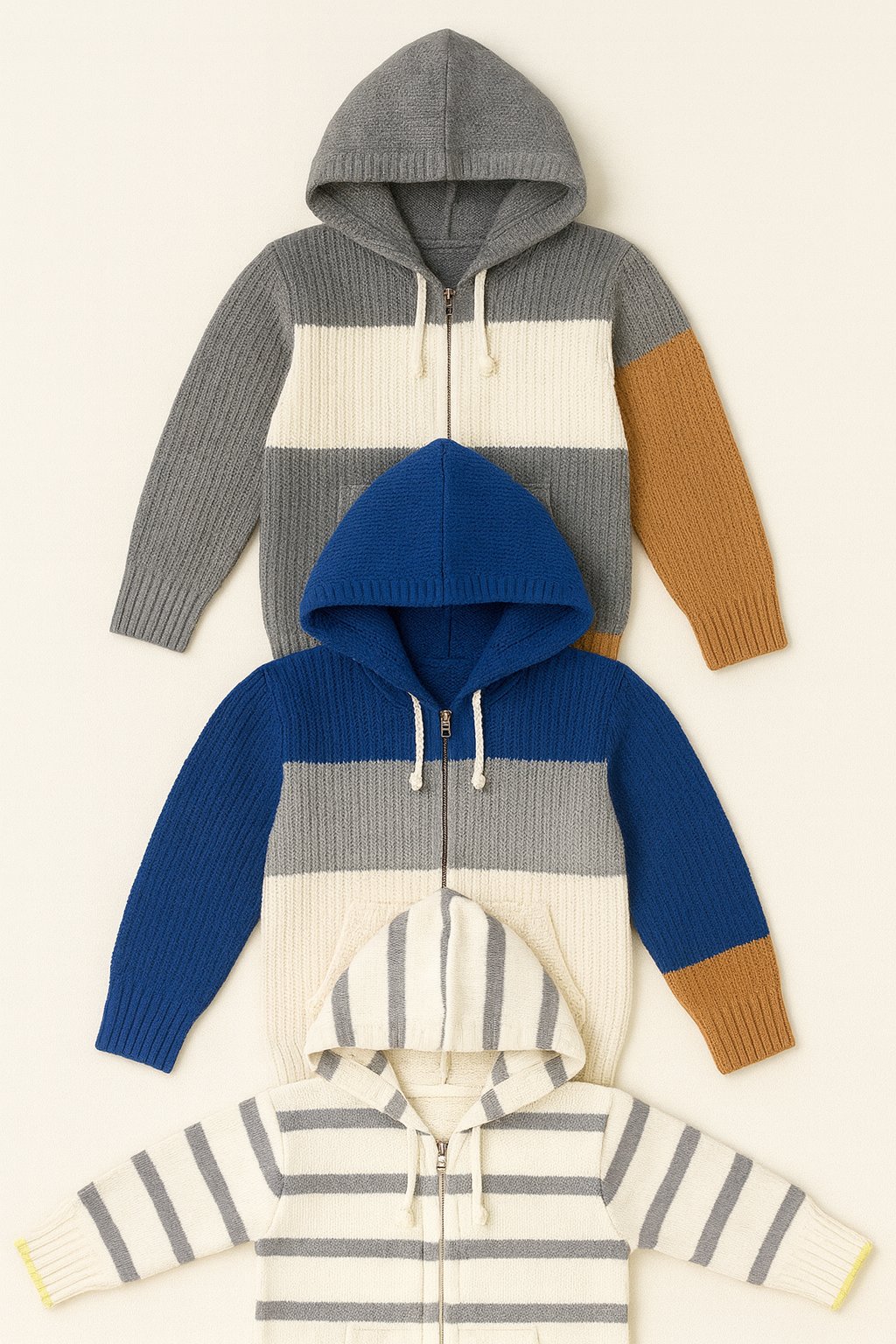 Kid's Zipper Sweater Hoodies - Pack of 3