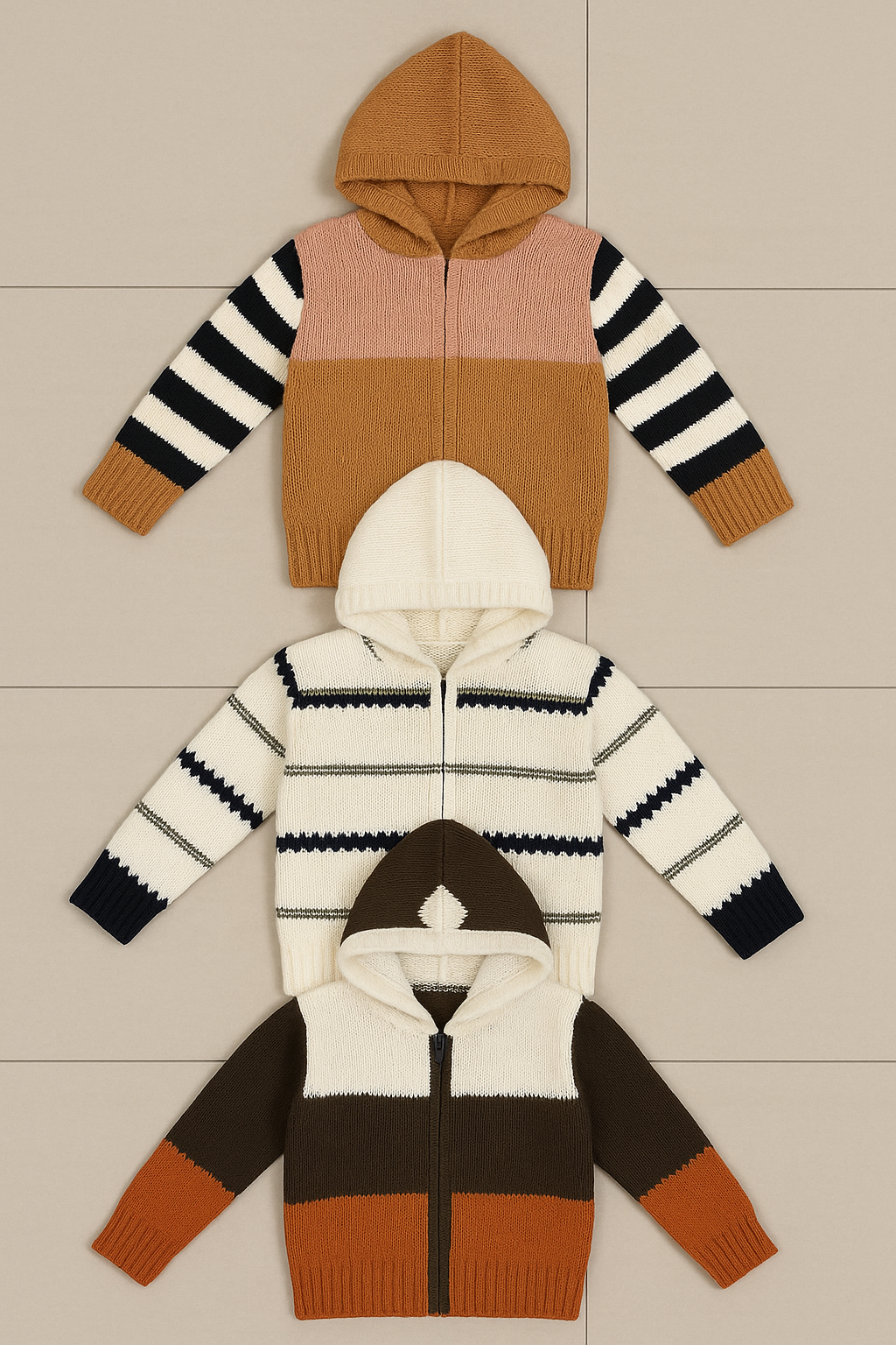 Kid's Zipper Sweater Hoodies - Pack of 3