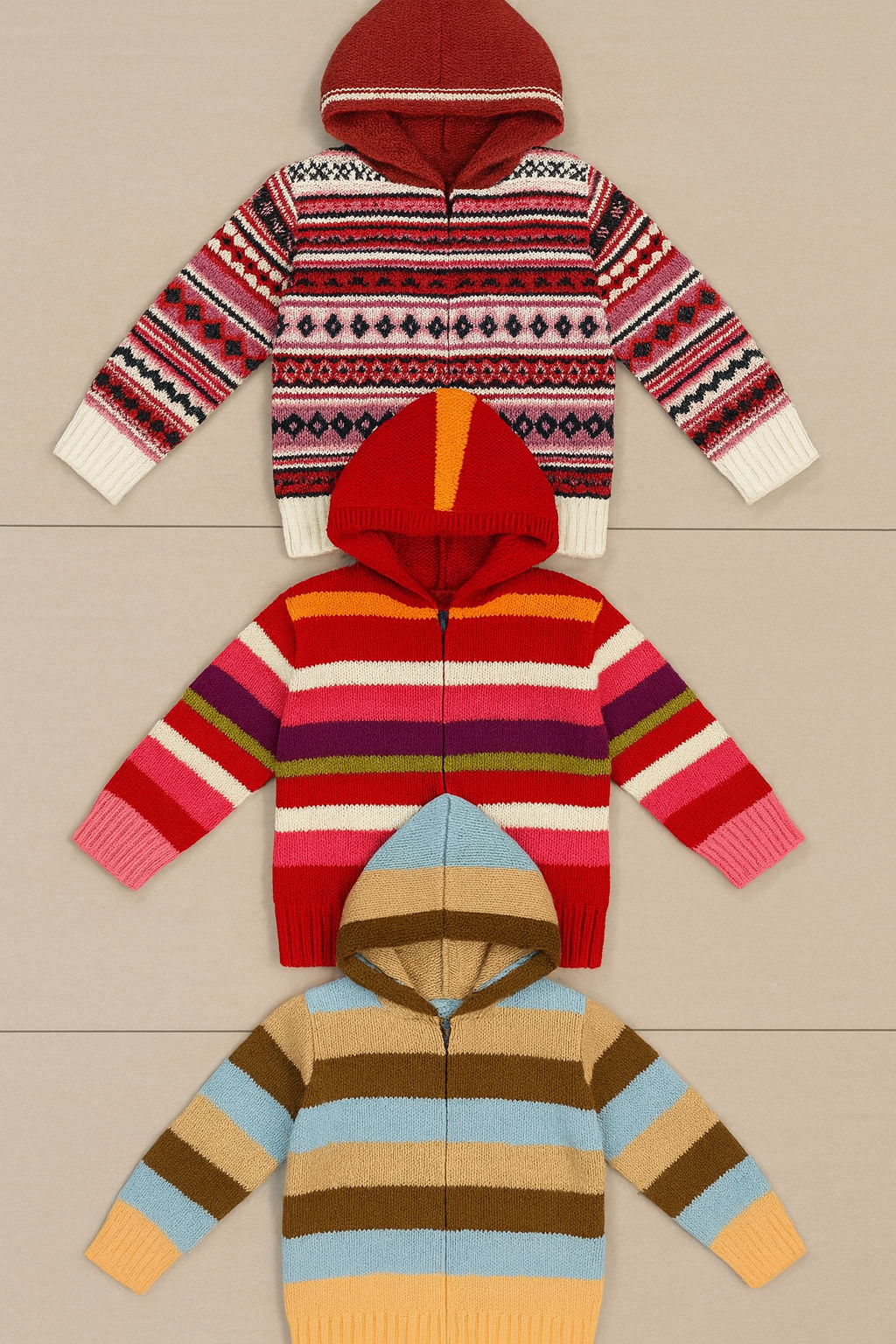 Kid's Zipper Sweater Hoodies - Pack of 3