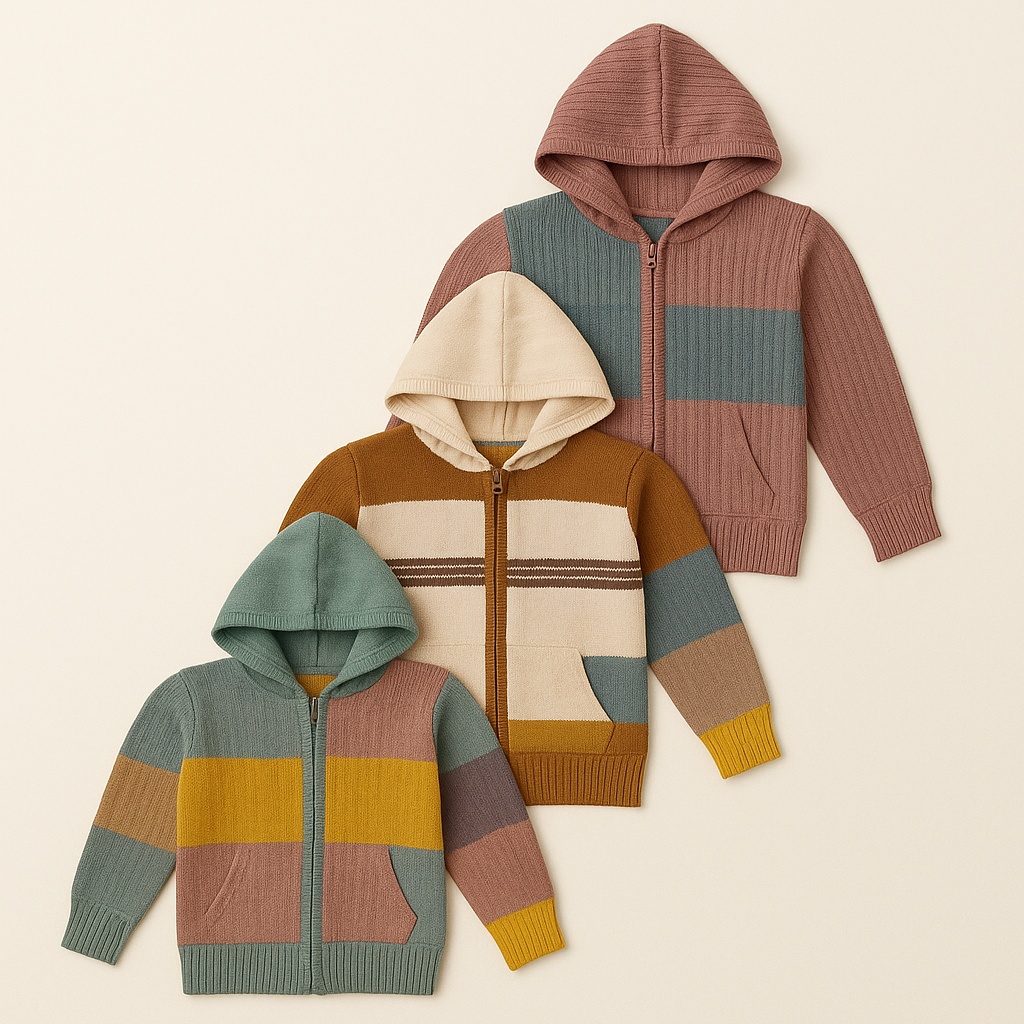 Kid's Zipper Sweater Hoodies - Pack of 3
