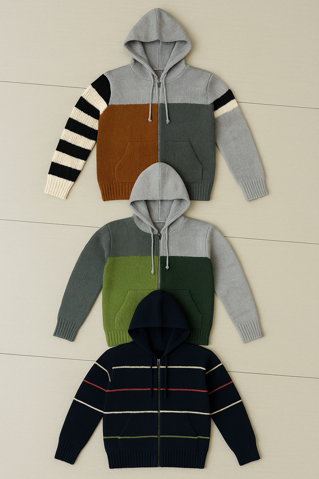 Kid's Zipper Sweater Hoodies - Pack of 3