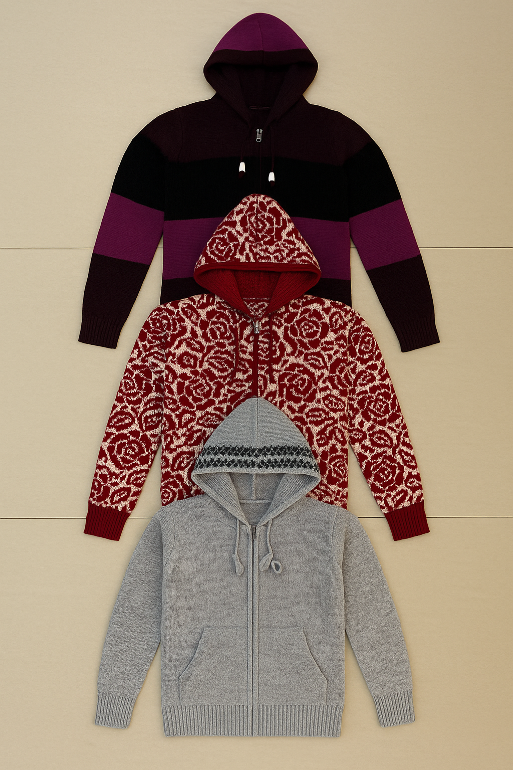 Kid's Zipper Sweater Hoodies - Pack of 3