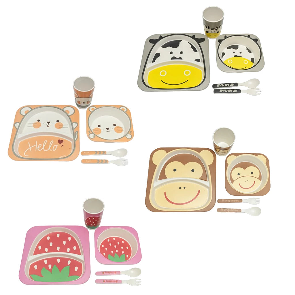 Bamboo Fiber 5PC Bowl Set | Dinner Set For Kids - Little Minors