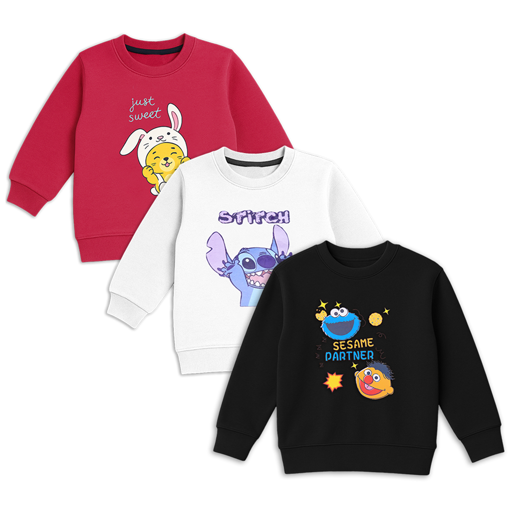 Pack of Children Character Sweatshirt - 4 Year to 10 Year