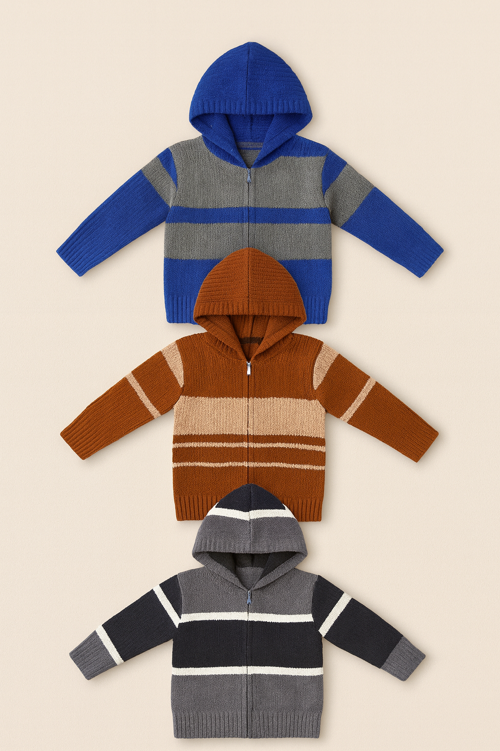 Kid's Zipper Sweater Hoodies - Pack of 3