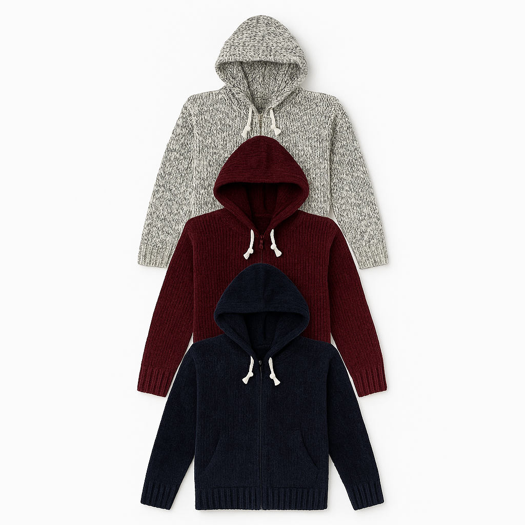Kid's Zipper Sweater Hoodies - Pack of 3