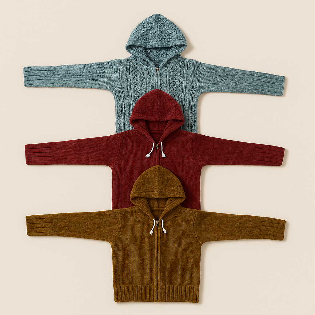 Kid's Zipper Sweater Hoodies - Pack of 3
