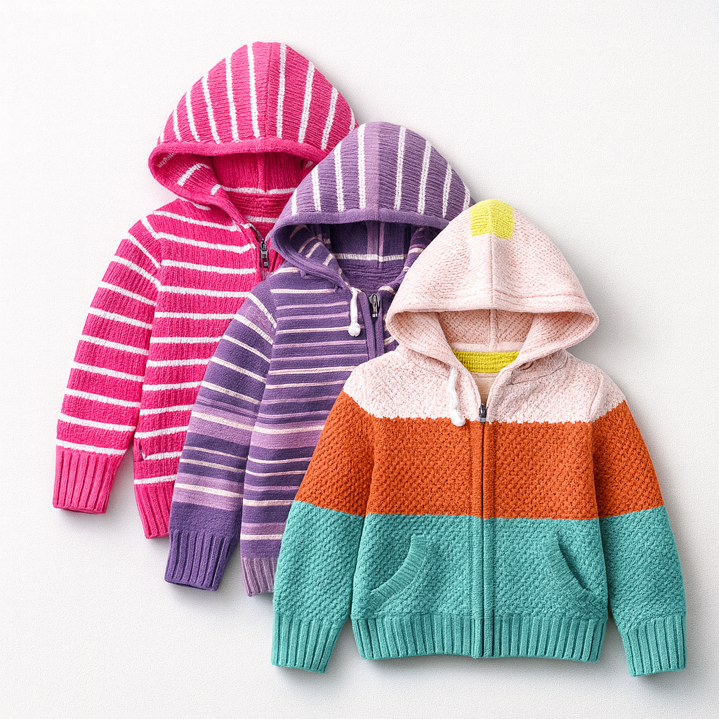Kid's Zipper Sweater Hoodies - Pack of 3
