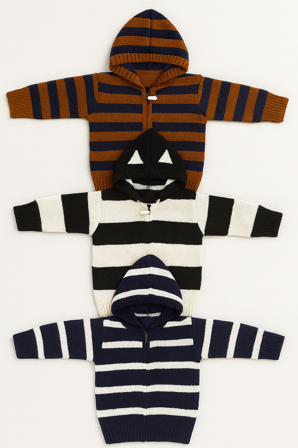 Kid's Zipper Sweater Hoodies - Pack of 3