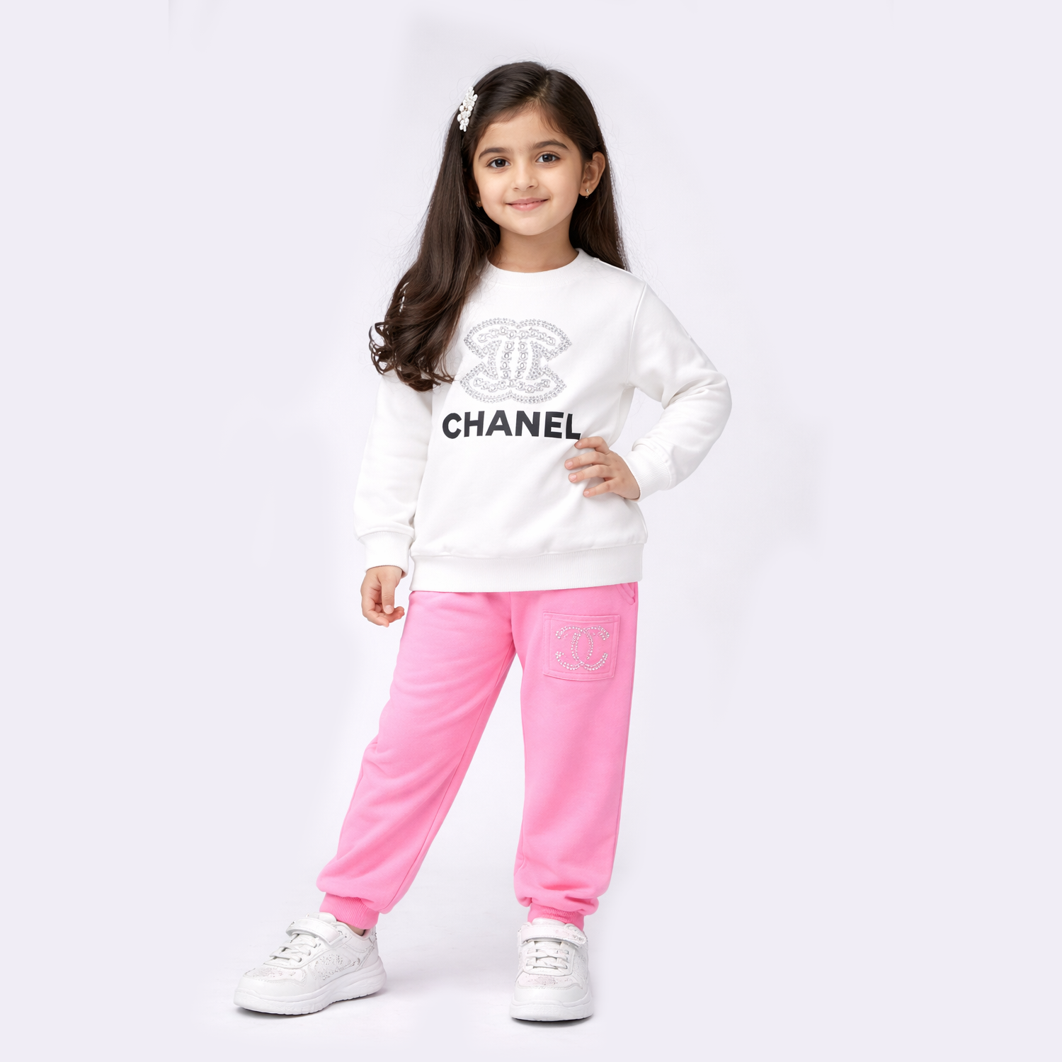 Girls White & Green Skirt Style Suit with Vest – Cute Kids Party Outfit