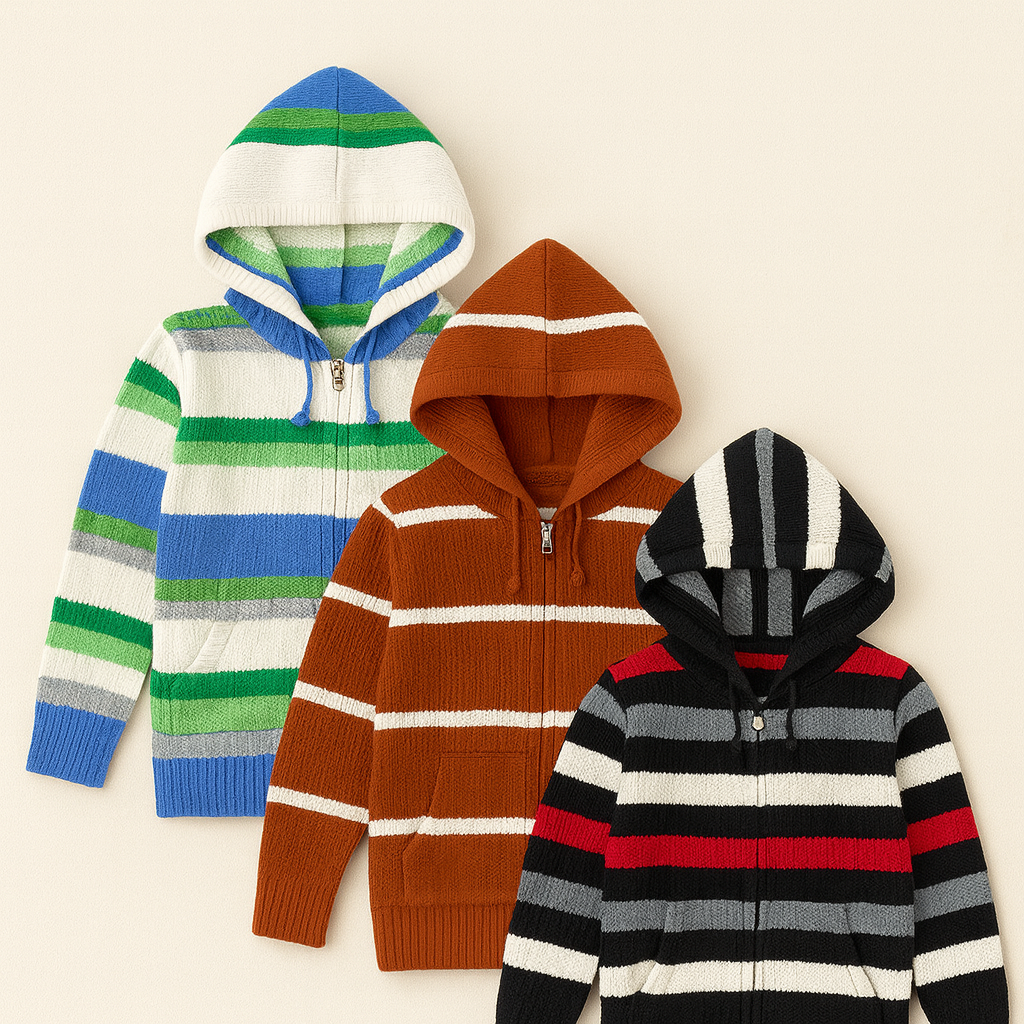 Kid's Zipper Sweater Hoodies - Pack of 3