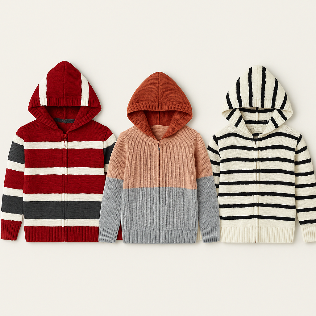 Kid's Zipper Sweater Hoodies - Pack of 3