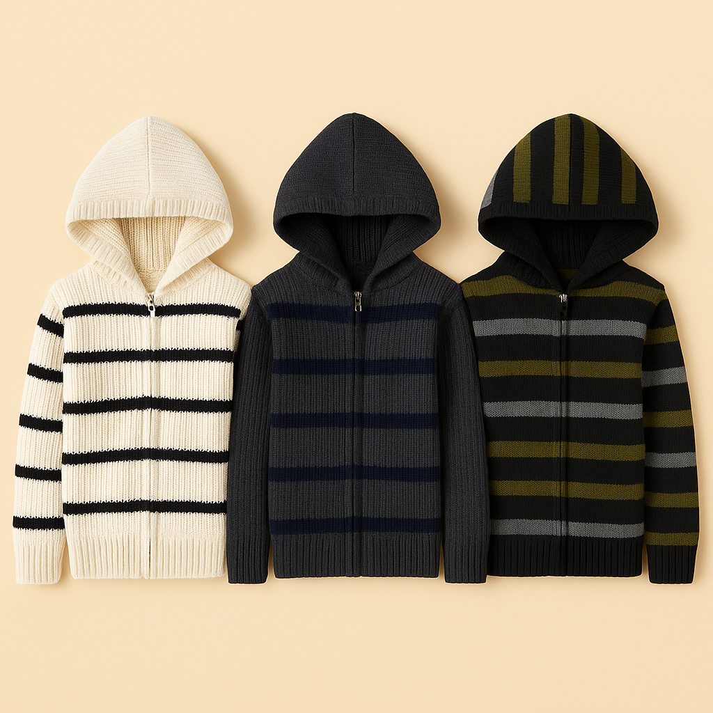 Kid's Zipper Sweater Hoodies - Pack of 3