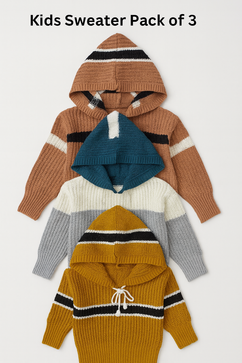 Kid's Zipper Sweater Hoodies - Pack of 3