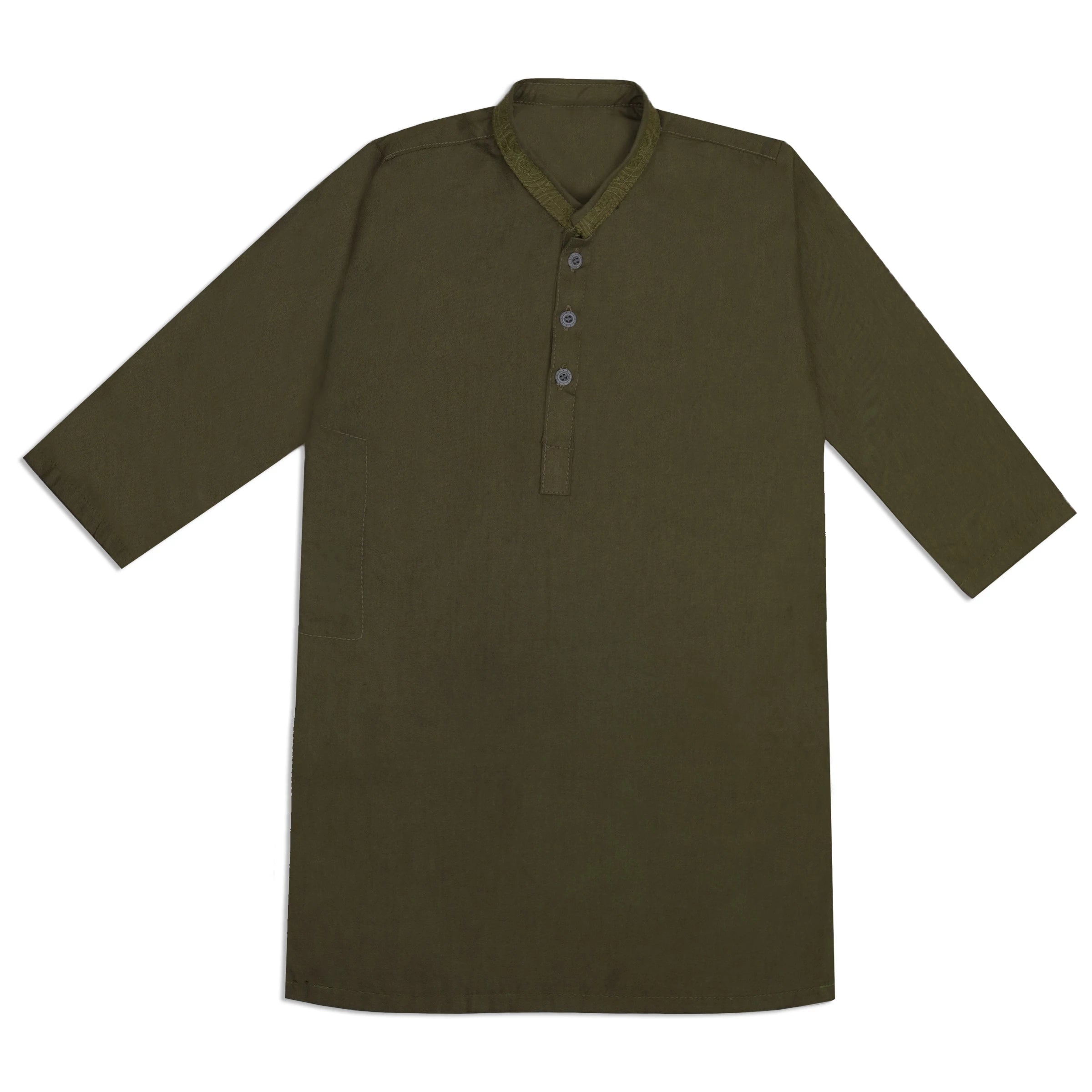 Kids 3-Piece Kurta Shalwar Waistcoat Set - Olive Green