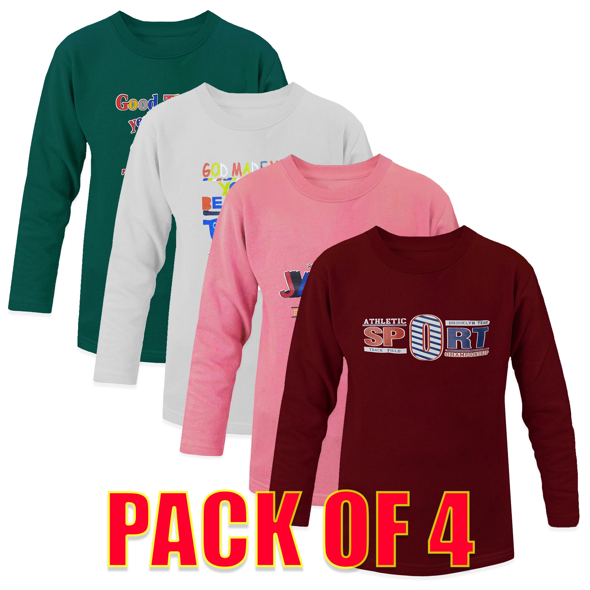 Winter Fleece Shirts – Pack of 4 with Assorted Colors & Designs