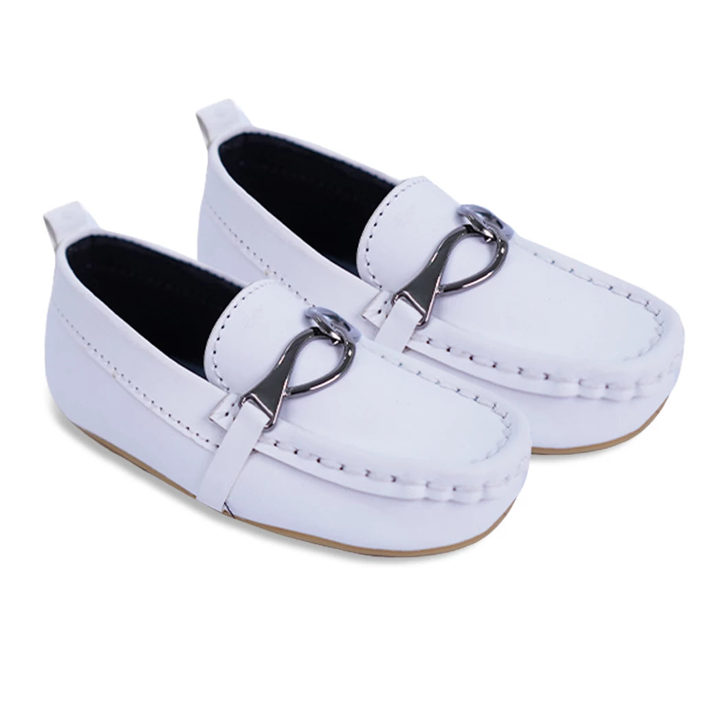 Kids Stylish Loafers - White - LittleMinors