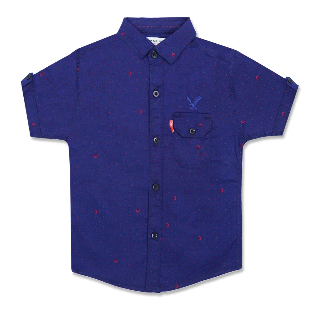Boys’ Cotton Collar Shirt – Half Sleeve, Dotted Design