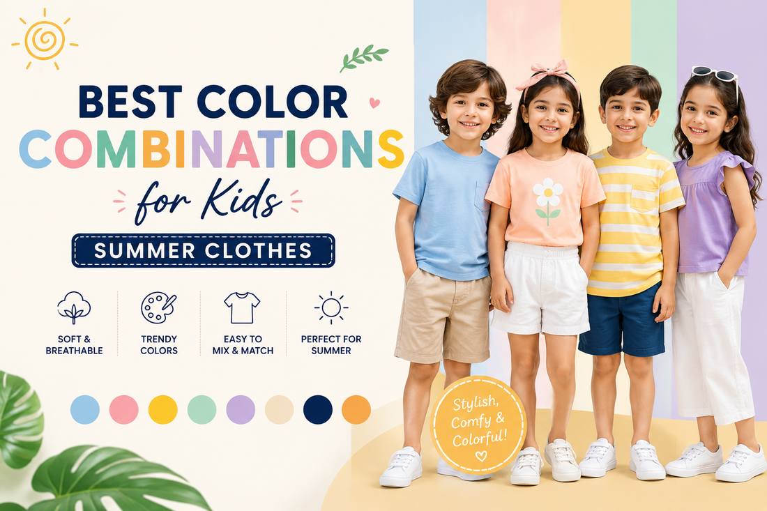 Best color combinations for kids summer clothes featuring colorful summer outfits for boys and girls