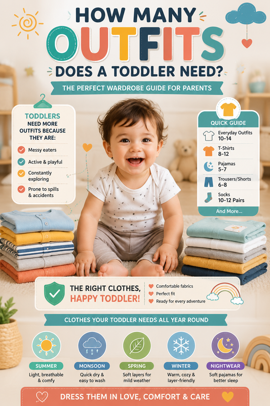 Toddler wardrobe checklist showing how many outfits a toddler needs for everyday wear