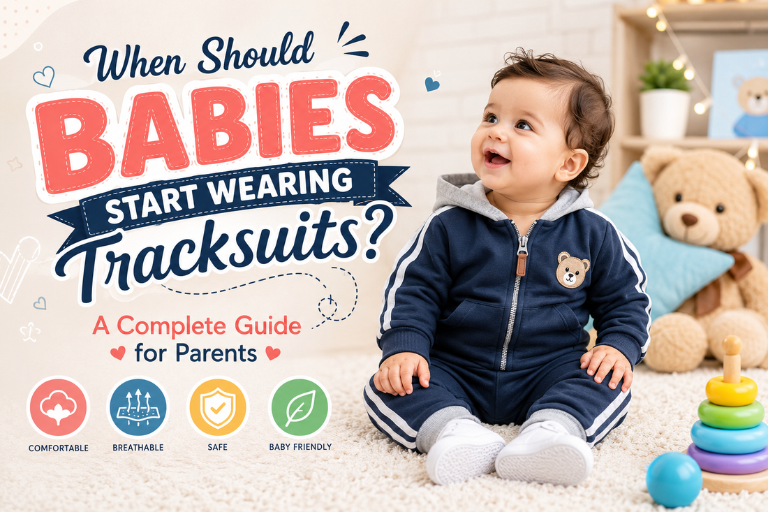 Baby wearing a soft cotton tracksuit for comfort and daily activities