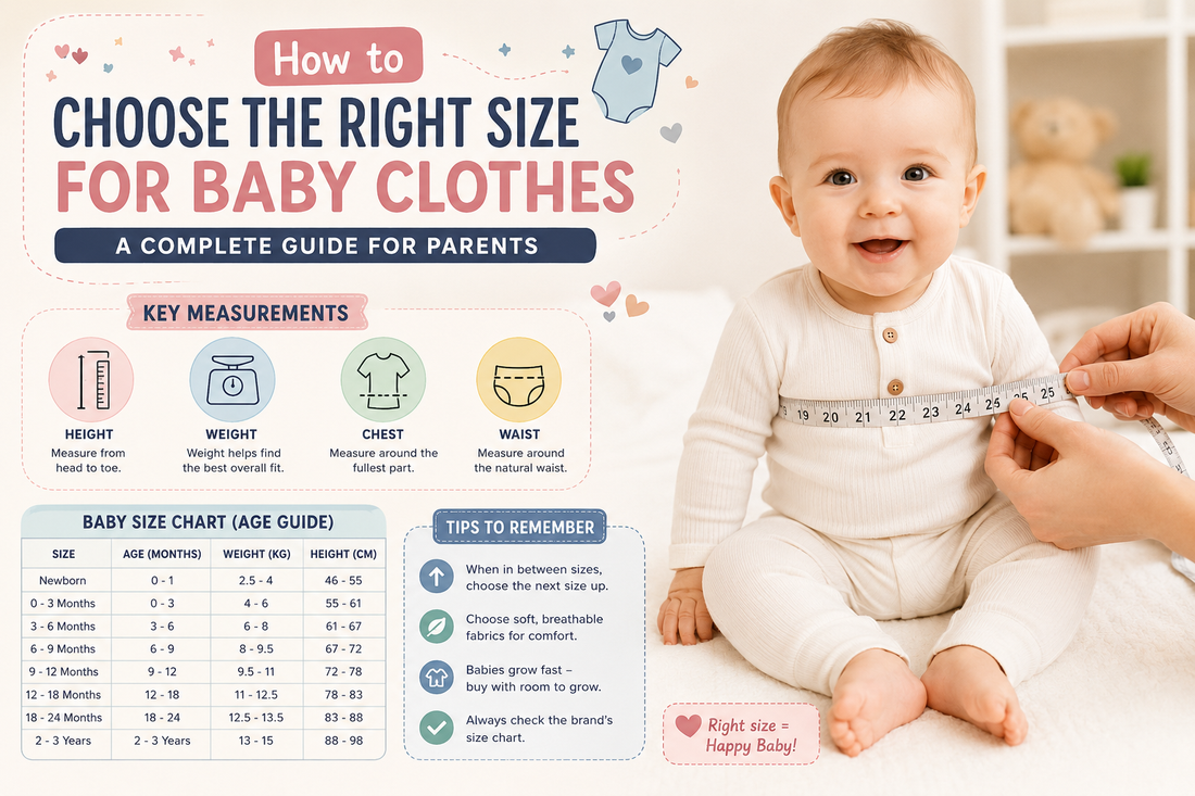 Parent measuring baby's height for clothing size guide