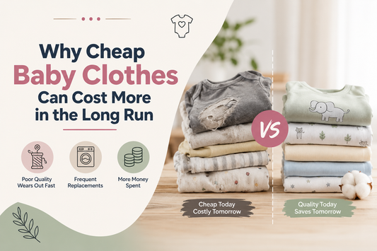 Baby wearing soft premium cotton clothes at home