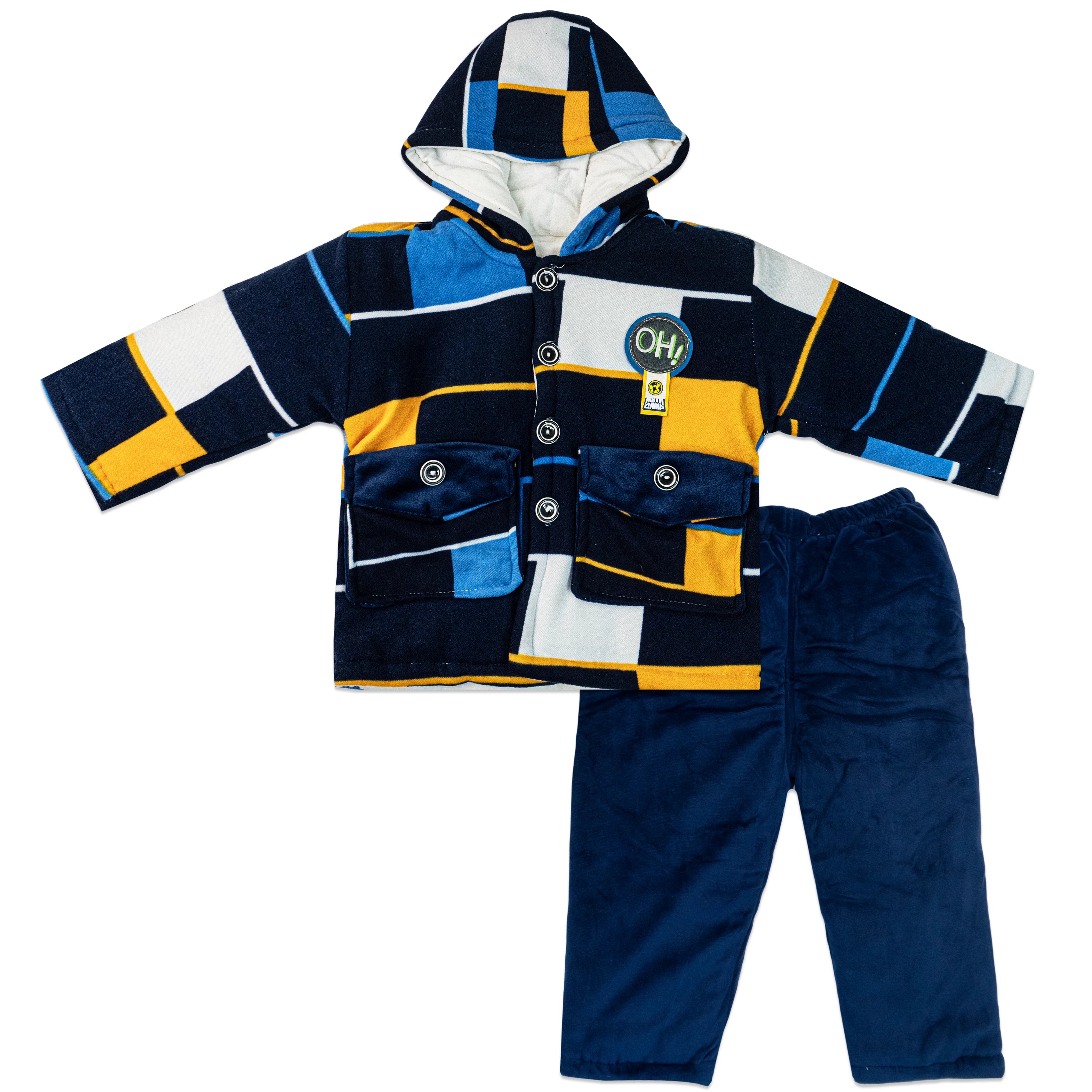 Premium Velvet Quilted Hooded Baby Suit – Warm and Stylish