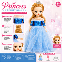 Princess Beauty Doll Fashion Music Doll with Dress, Hairbrush & Tiara