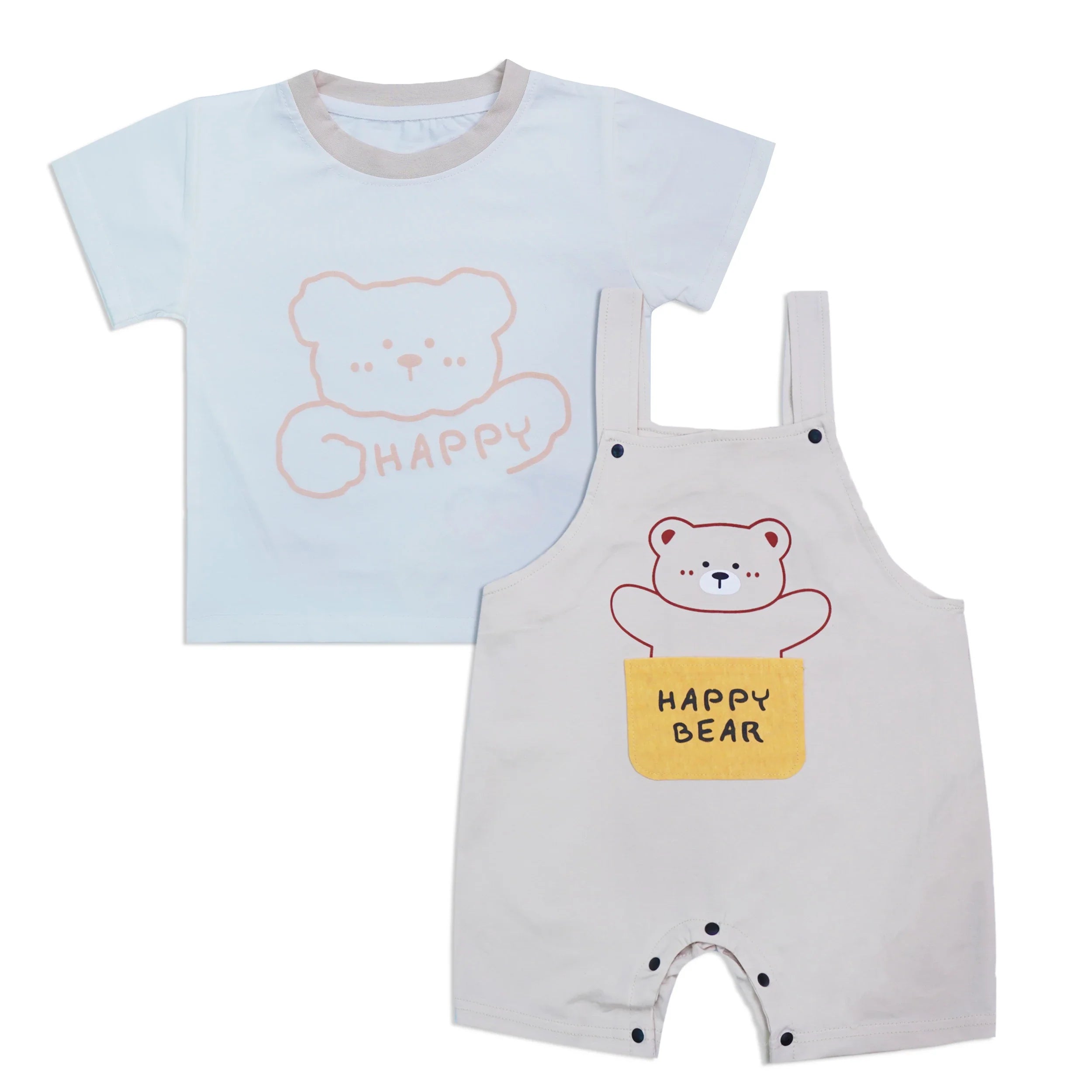 Happy Bear 2-Piece Dungarees & T-Shirt Set for Kids