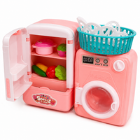 Kids Kitchen Fridge & Washing Machine Pretend Play Set – Pink Cooking Toy Set
