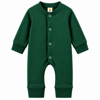 Baby Boys Winter Romper Green Full Sleeve Fleece Romper