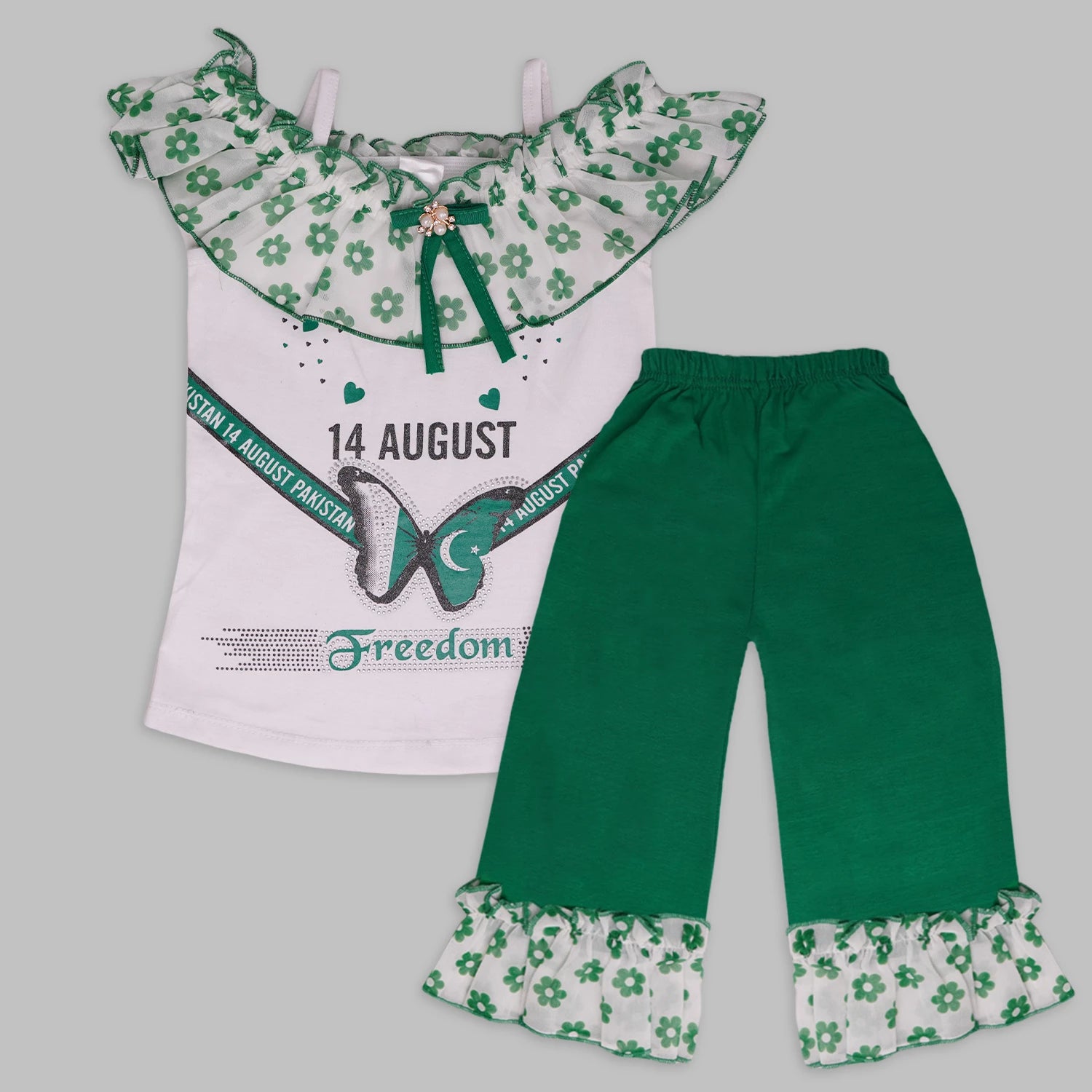 14th August Girls' Frock & Trouser Set – Azadi Special