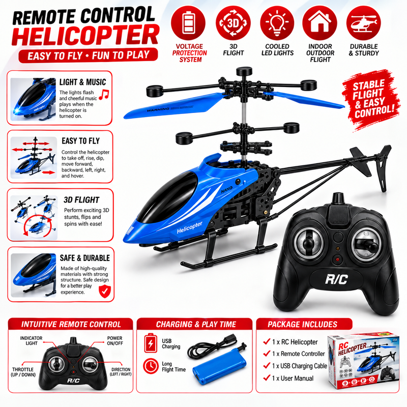 JI QUN RC Helicopter – 3D Remote Control Helicopter with Gyro System