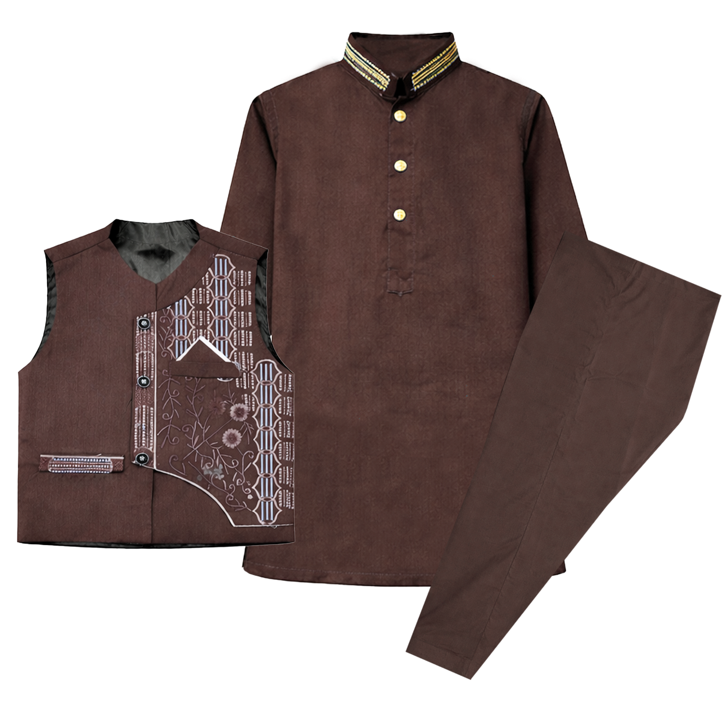 Kids Kurta Pajama with Embroidered Waistcoat – Wedding & Festive Suit for Boys