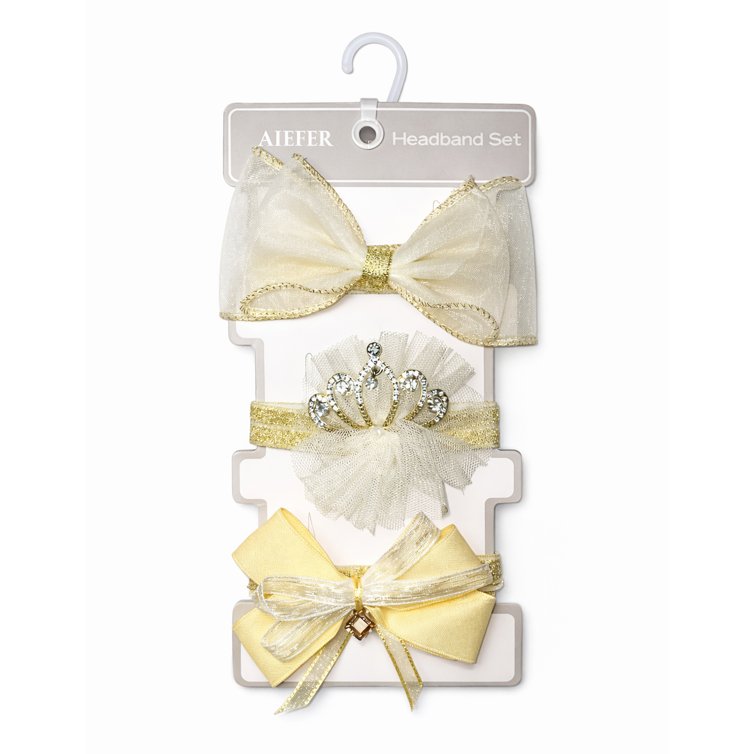 Baby Girl Headband Set – 3PCS Soft Elastic Hair Bands (Cute Bow & Crown Designs)