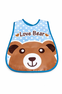 Waterproof baby bib with colorful cartoon print, washable feeding apron for babies and toddlers by Little Minors