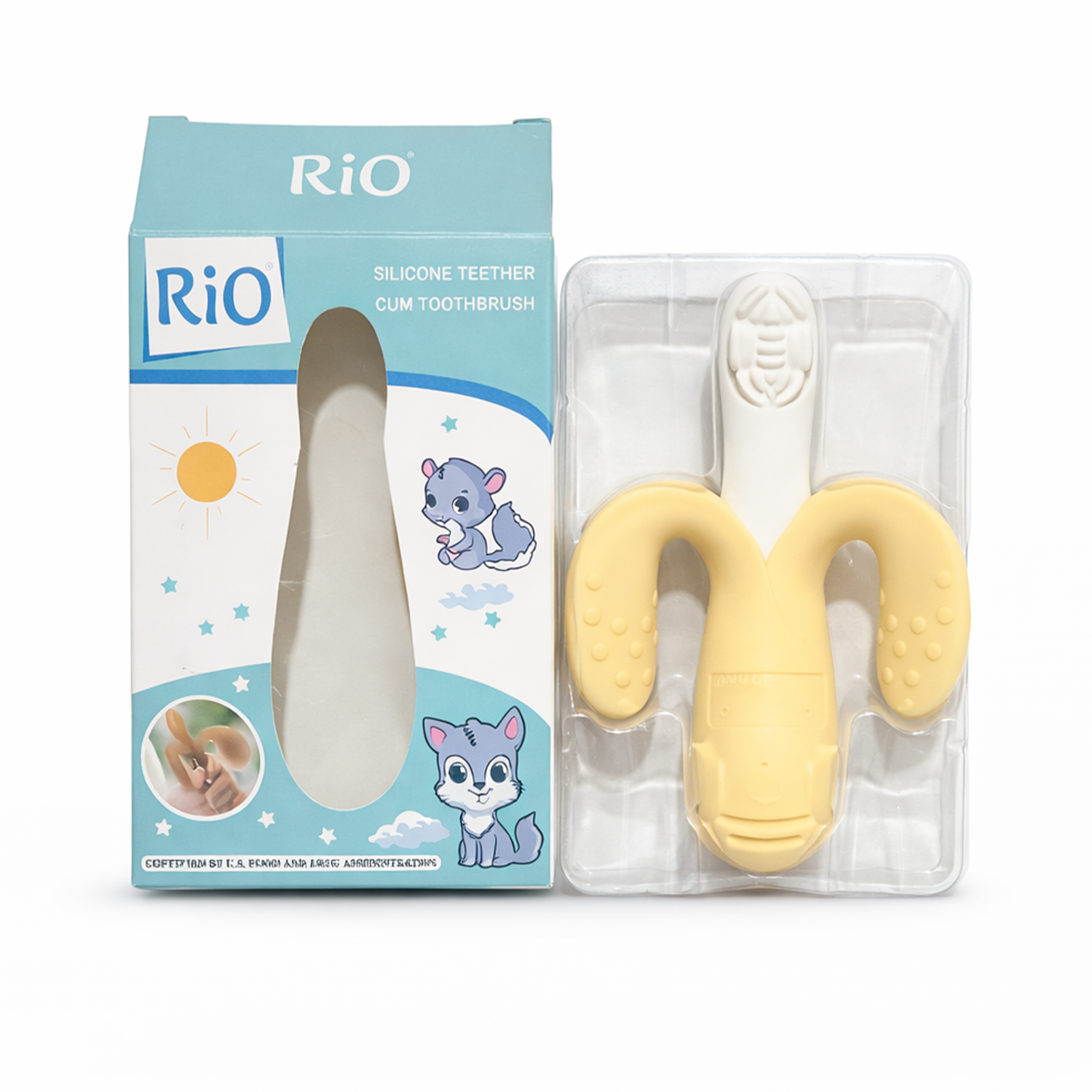 Baby Silicone Teether & Toothbrush – Soft Chewable Teething Soother (BPA Free | 0+ Months) - hover image